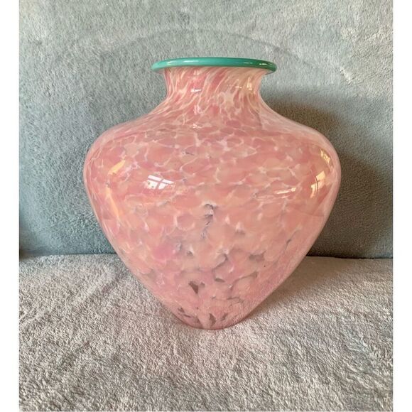 Cohn-Stone Glass Studio Pink Hand Blown Contemporary ART VASE Signed MCM MOD - Picture 2 of 7